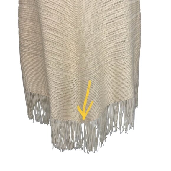 Banana Republic Vintage Merino Wool Turtleneck Fringe Poncho Sweater XS/S Cream - Picture 11 of 13